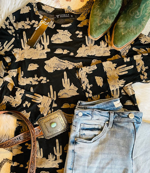 Lucky and Blessed Desert Mesh Top