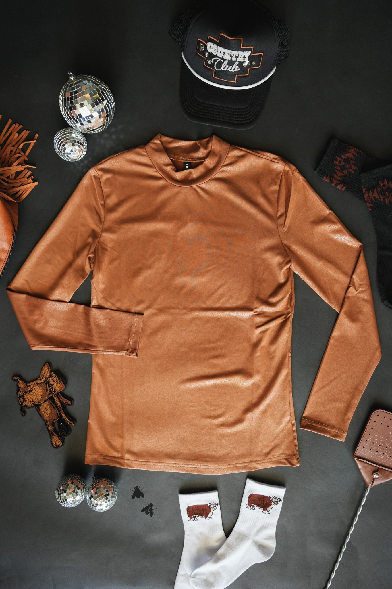 LEDDY LEATHER L/S *SADDLE [RESTOCKED!]