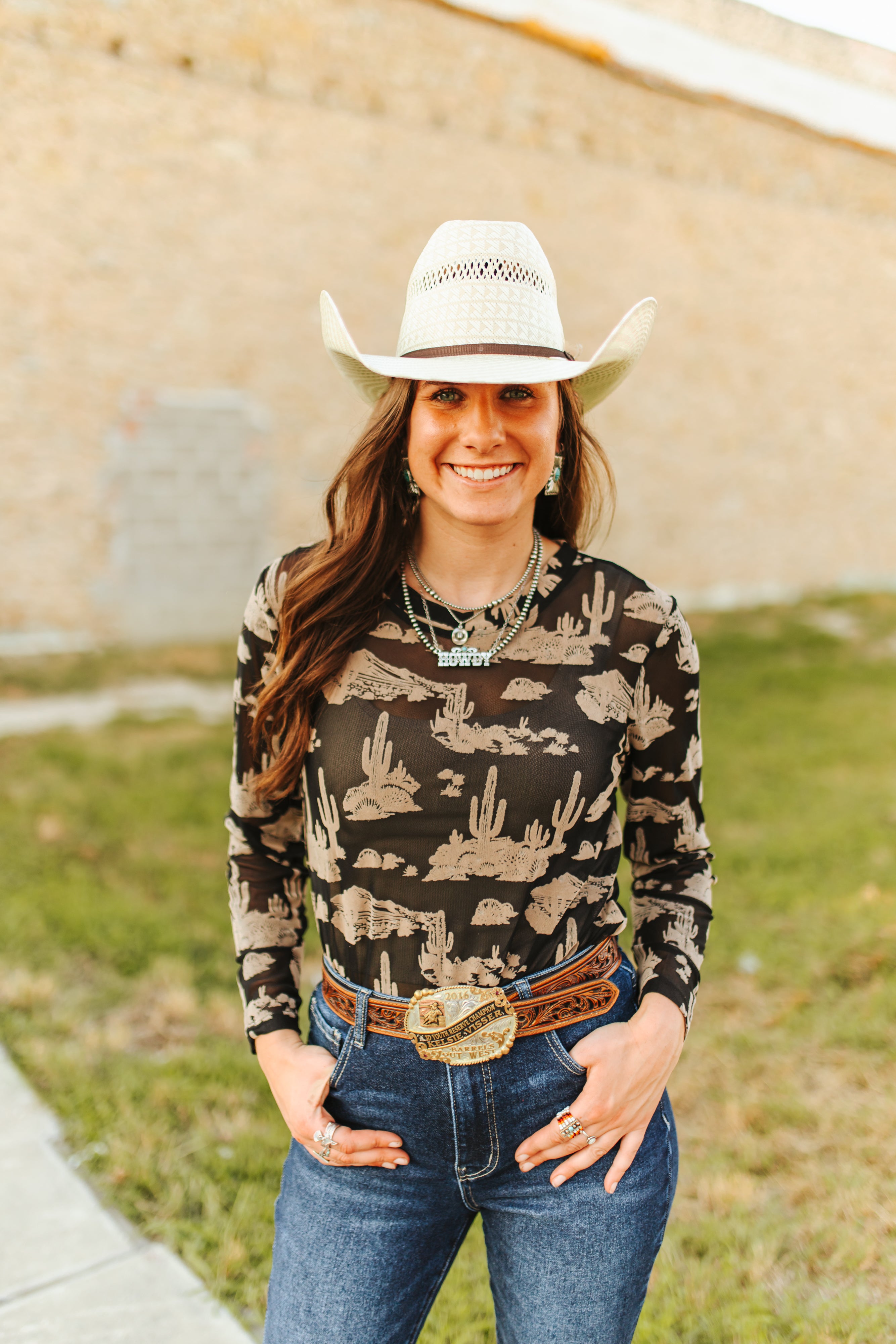 Lucky and Blessed Desert Mesh Top