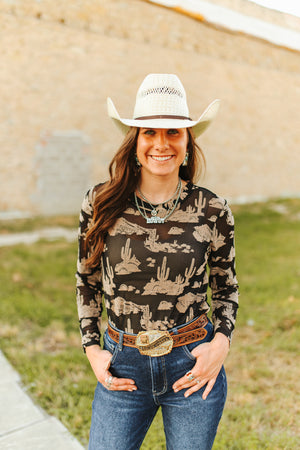Lucky and Blessed Desert Mesh Top